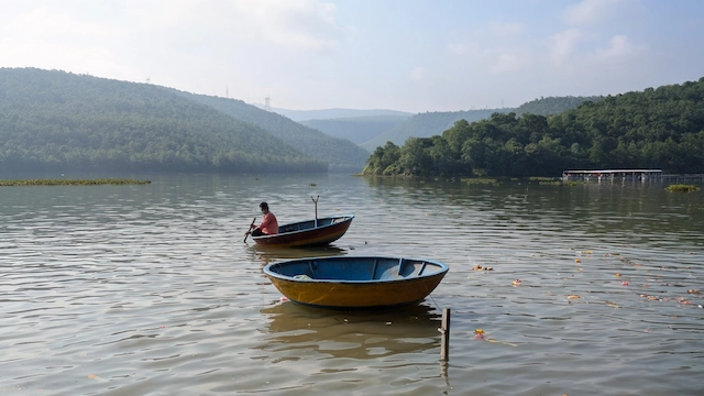 Coracle Boats at Patalganga riverside, Srisailam